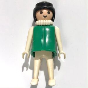 🦋 Playmobil Geobra Figure Vintage 1974 adult female Green Dress Black Hair